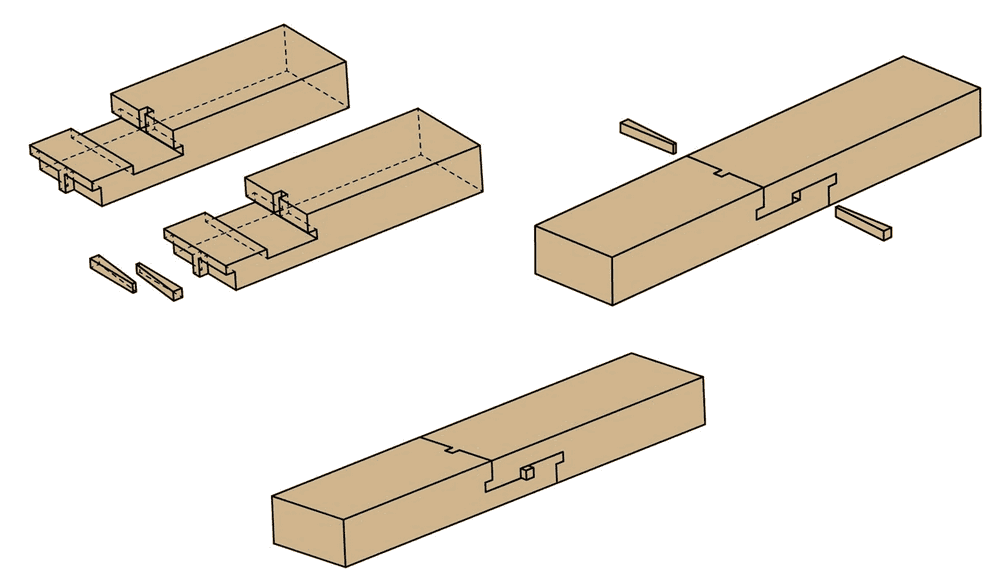 Japanese Keyed Scarf Joint Assembly